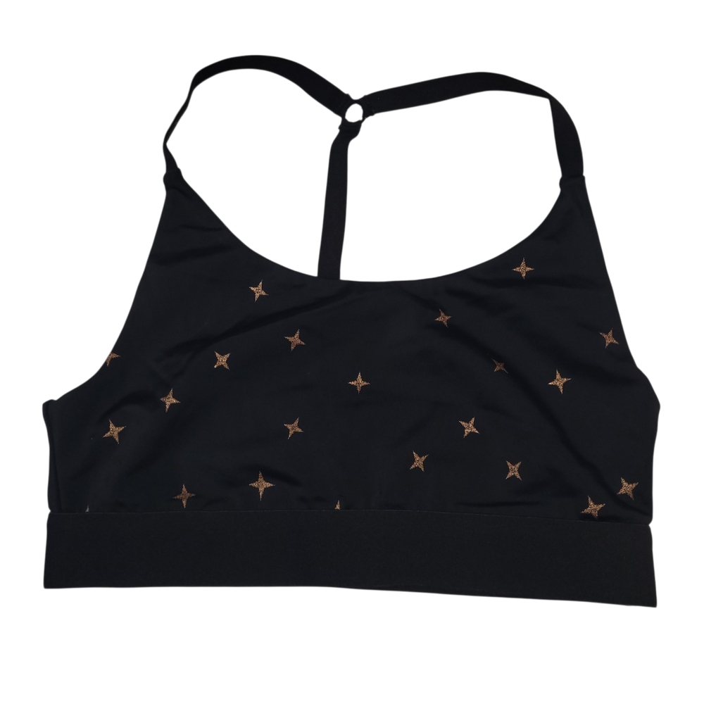 Koral Bespoke Impressions Sports Bra Stars Black Gold T Back Bralette Small USA